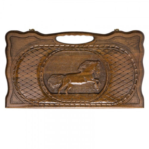 Нарды резные "Лошадь" с ручкой Нарды резные "Лошадь" с ручкой